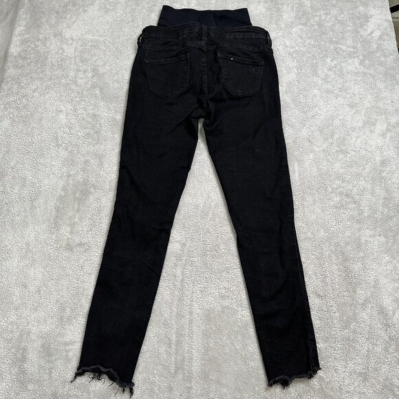 Blanqi Women's Tummy Support Distressed Fray Hem Maternity Jeans Size 2 Black - Picture 5 of 10